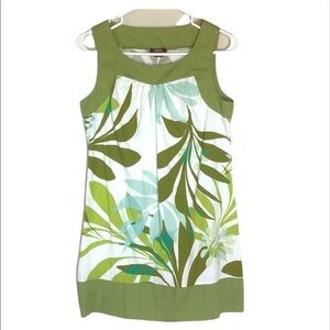2/$15 XOXO - Green White Tropical Leaf Print Sleeveless Mini Dress Size 5